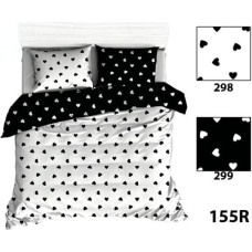 Kokvilnas gultasveļa 140x200 R155 melnas baltas sirsniņas