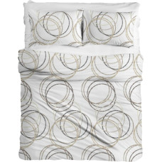 Flaneļa gultas veļa 140x200 F-80A Apļi, balts bordo bēšs ģeometrija