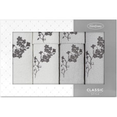 Dvieļu komplekts kastītē 6gab Ziedu balti sudraba ziedi 380g/m2