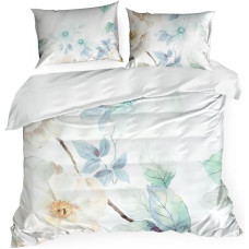 Satīna gultasveļa 220x200 Aline baltie piparmētru ziedi Premium 23