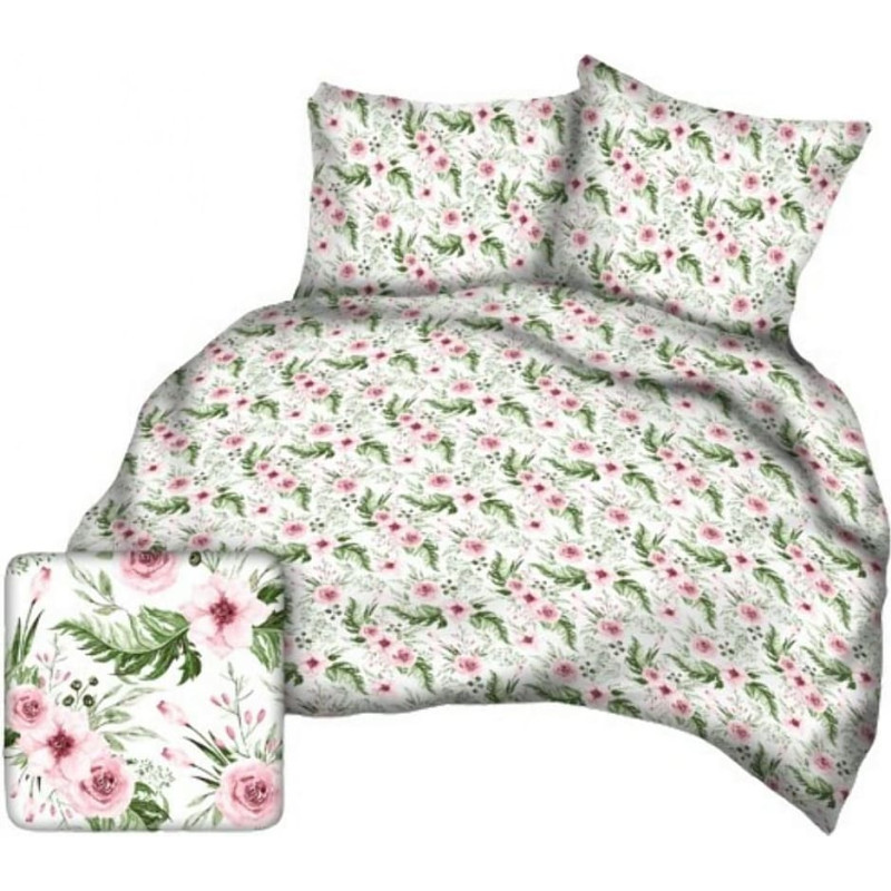 Gultasveļa no mizas 180x200 balti rozā ziedi A969_1 Kora 23