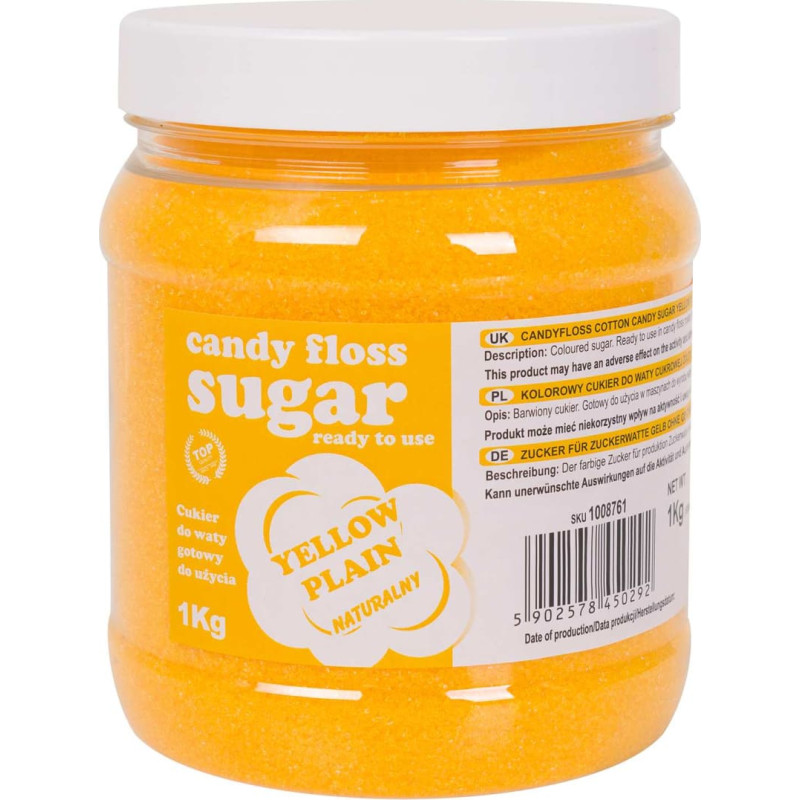 Gsg24 Krāsains cukurs kokvilnas konfektei dzeltens dabīgs kokvilnas konfektes aromāts 1kg