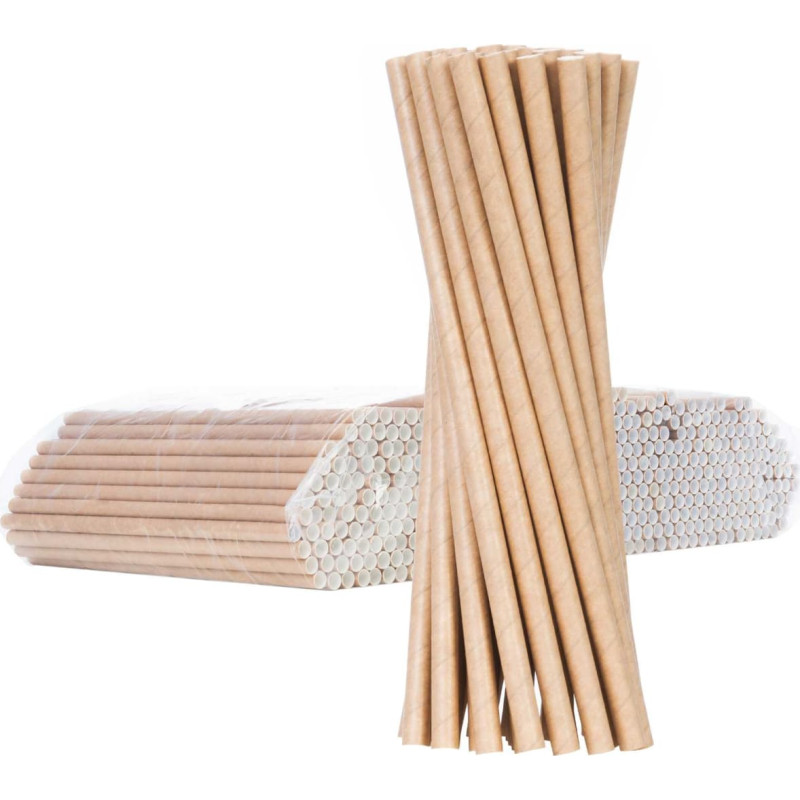 Gsg24 BIO ekoloģiskie papīra salmiņi PAPER STRAWS biezi 8/205mm - brūni 500gab.