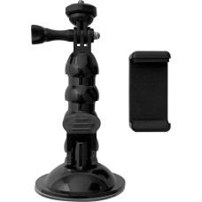 Hurtel Piesūcekņa stiprinājums GoPro DJI Insta360 SJCam Eken darbības kamerai + viedtālruņa adapterim