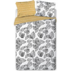 Kokvilnas gultasveļa 220x200 Elegant 004 sinepju balti brūnas lapas E 2023