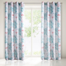 Aizkars 140x250 Verda balti zaļas flamingo palmu lapas, kas gatavas uz starplikām