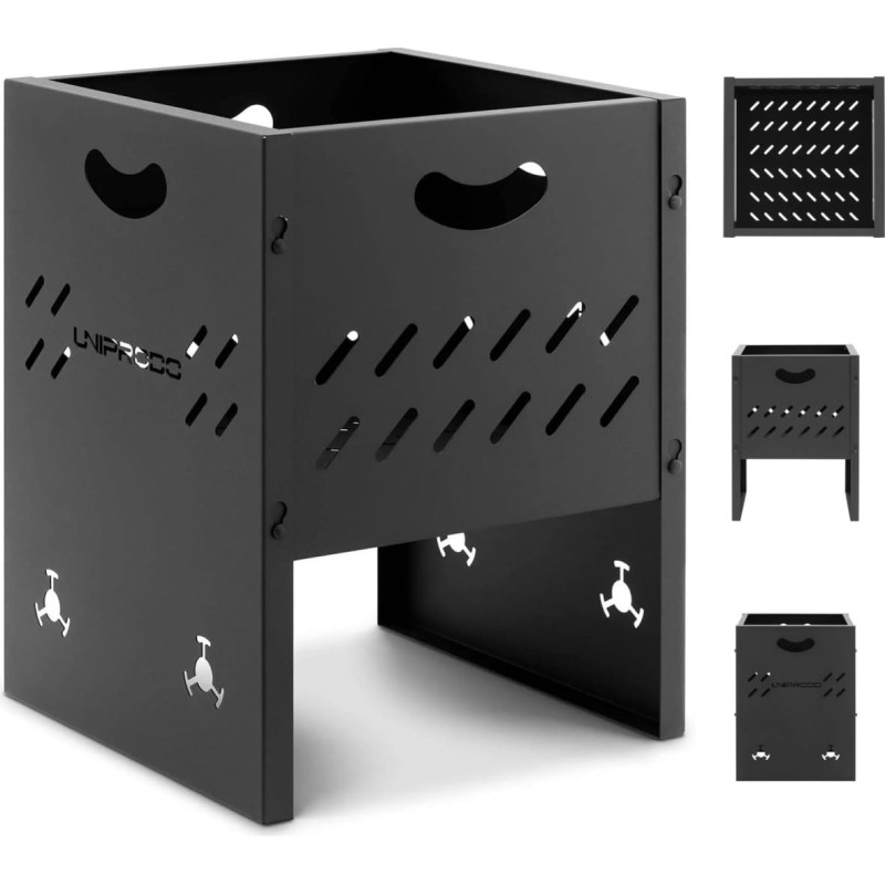 Uniprodo Pārnēsājams saliekams dārza kamīns 30 x 30 x 40 cm