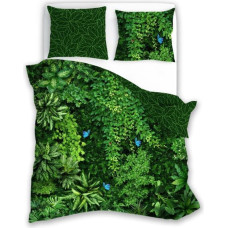 Kokvilnas gultas veļa 140x200 Natura 002 Secret Garden zaļās lapas spilvendrāna 70x90