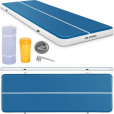 Gymrex Matrača paklājiņš akrobātiskā piepūšamā vingrošanas trase 600 x 200 x 20 cm zili balts