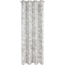 Aizkars 135x250 Odeta balts pelēks ar šampanieša apdruku, gatavs ar cilpām