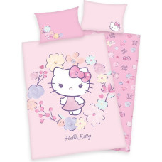 Kokvilnas gultas veļa 100x135 Hello Kitty rozā spilvendrāna 40x60 bērnu gultai H23