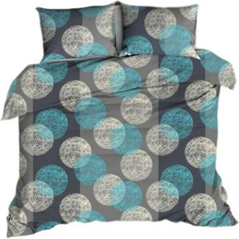 Flaneļa gultas veļa 160x200 pelēka tirkīza bumba 1502 Flanel Max