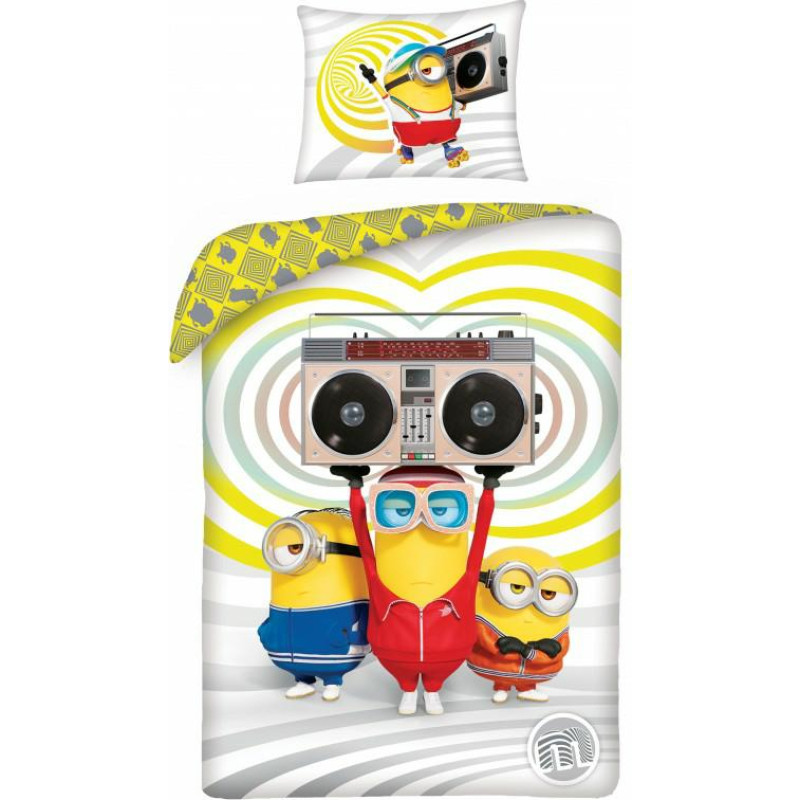 Kokvilnas gultas veļa 140x200 Minions spilvendrāna 70x90 9998BL
