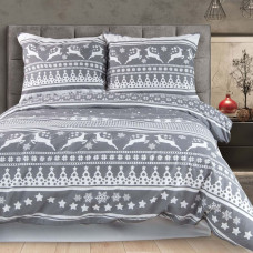 Flaneļa gultasveļa 160x200 Ziemassvētku pelēkie ziemeļbrieži 31498/2 Flanel 3