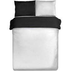 Satīna gultas veļa 220x200 balta melna abpusēja Nova 3