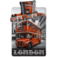 Jauniešu gultas veļa 160x200 London London City 02 sarkans kokvilnas divstāvu autobuss 7854