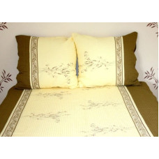 Mizas pakaiši 200x220 raksts 128-2 zari brūni un krēmkrāsas ar pogām 100% bieza kokvilna