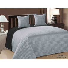 Sevilla gultas pārklājs 180x220 + 2/40x40 kvadrātveida sudraba/melna