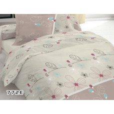 Kokvilnas gultasveļa 140x200 raksts 772E Bēši ziedi