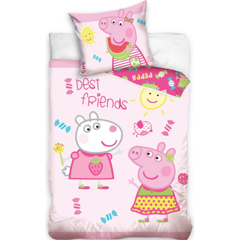 Kokvilnas gultas veļa 100x135 C Peppa Pig sunshine PP8027 0430