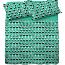 Kokvilnas gultas veļa 140x200 1010E Panda Teddy Bear Tirquoise