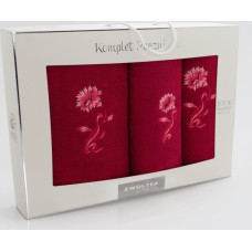 Dvieļu komplekts kastītē, 3 gab. Carnation Burgundy K32-5296