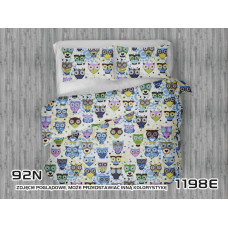 Kokvilnas gultas veļa 160x200 1198E Owls Kingdom of Owls, krāsaini zils