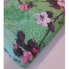 Mizas pakaiši 140x200 FB ziedi uz zaļa fona kokvilna 70% poliesters 30%