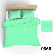 Kokvilnas gultas veļa 200x220 R066 celadon balti polka punktiņi 131N