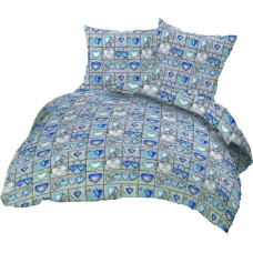 Mizas pakaiši 180x200 229 pelēkas sirsniņas zilas pogas 100% kokvilna