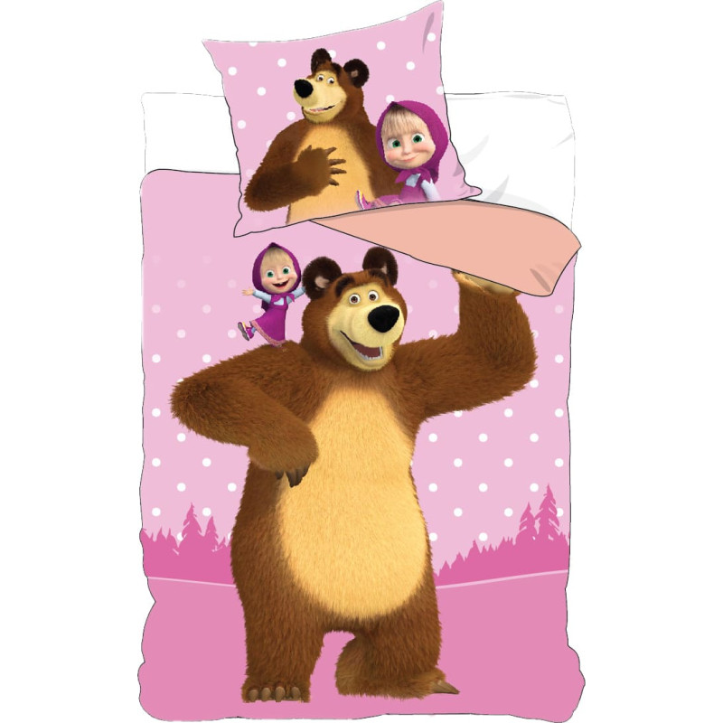 Kokvilnas gultas veļa 160x200 Maša un lācis Maša 04 710-162