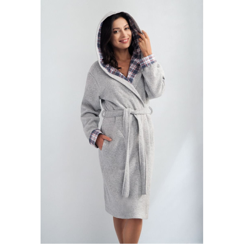 Luper 216 2XL īss sieviešu peldmētelis ar kapuci, pelēks