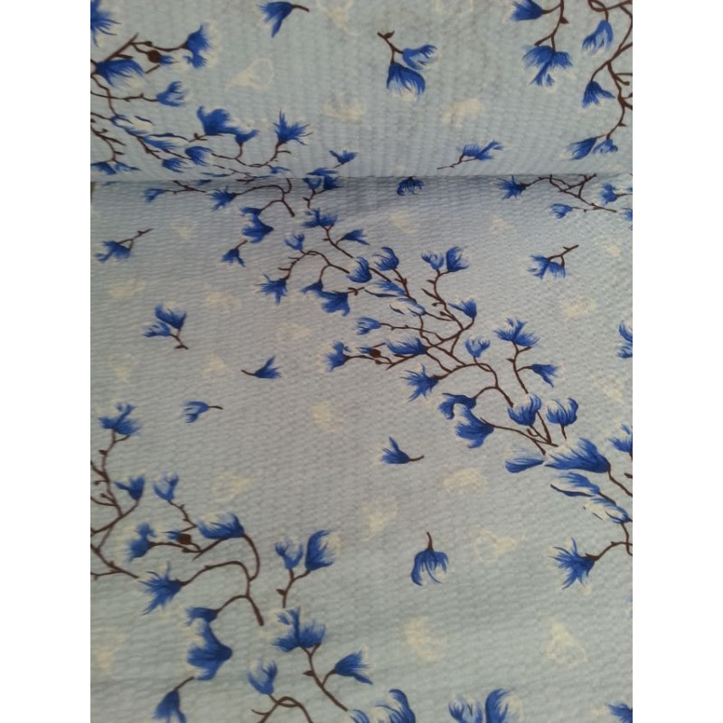 Mizas pakaiši 200x220 586E Zili ziedi uz zila fona, ar rāvējslēdzēju, iešūta kokvilna