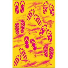 Pludmales dvielis 100x160 Rozā flip-flops 8336/2 dzeltens