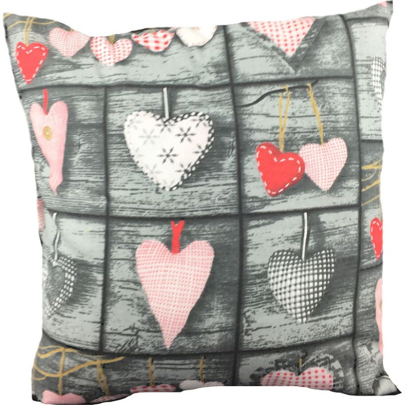 Kokvilnas spilvendrāna 40x40 617E, komplektā 10, pelēkas, rozā sirsniņas, abpusēja