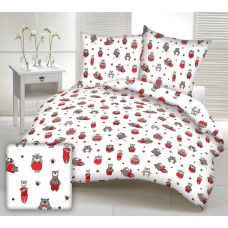 Kokvilnas spilvendrāna 40x40 1533E balts rotaļu lācītis, smarties, drēbes, sarkanās bites