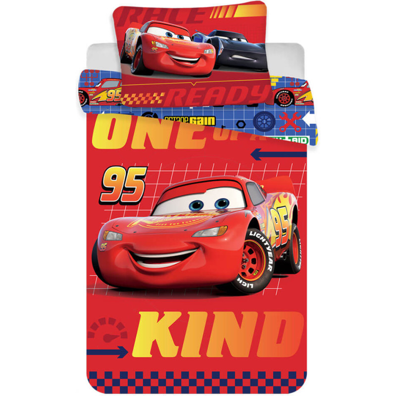 Kokvilnas gultas veļa 100x135 Cars Cars 4554 Lightning McQueen sarkana gultai