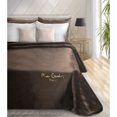Akrila gultas pārklājs sega 160x240 Clara 670g/m2 brūna zelta izšuvums Pierre Cardin