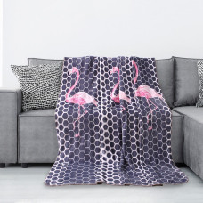 Decoking Mikrošķiedras atzveltnes krēsla sega 70x150 Cuddle Flamingo rozā Flamingos pelēka šūnveida