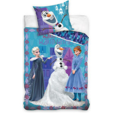Kokvilnas gultasveļa 140x200 Frozen Anna Elsa Olaf bērnu kleitā 6989