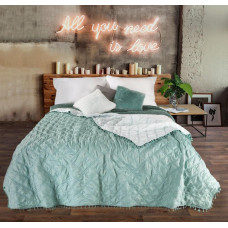 Dekoratīvais gultas pārklājs 170x210 Lelly piparmētru gaiši piparmētru ar bārkstīm