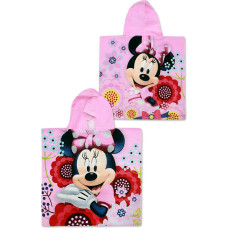 Pončo bērniem 55x110 Mini Mouse 8930 Minnie Mouse rozā dvielis ar kapuci