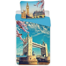 Kokvilnas gultas veļa 140x200 London 9085 London Big Ben Tower Bridge spilvendrāna 70x90