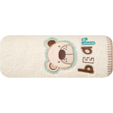 Bērnu dvielis 75x75 Baby 26 ar kapuci, krēmīgi zils lācītis, 450g/m2