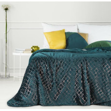 Mikrošķiedras gultas pārklājs sega 200x220 Sandra tirkīza zelta