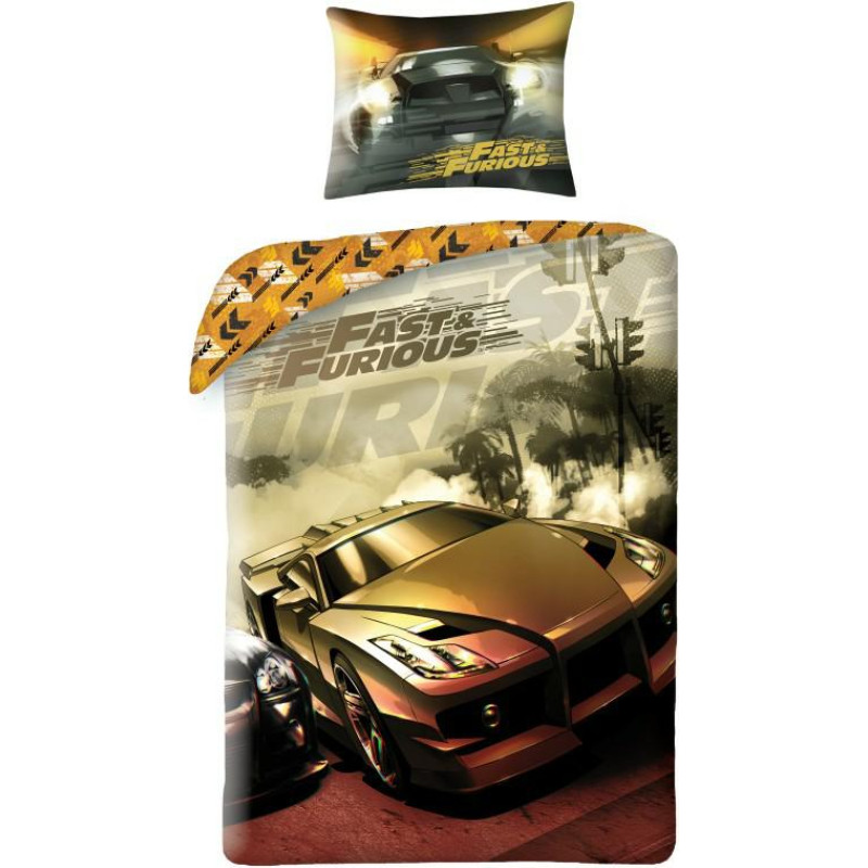 Kokvilnas gultas veļa 140x200 Fast and Furious 4714 automašīnas automašīnas Fast and Furious spilvendrāna 70x90