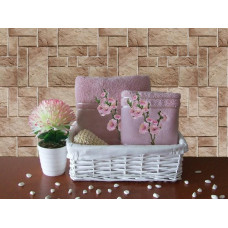 Dvieļu komplekts kastītē 2gb Sakura T7015/G viršu ķiršu zieds 50x90,70x140