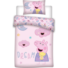 Kokvilnas gultas veļa 100x135 Peppa Pig 6383 Dream clouds stars virši