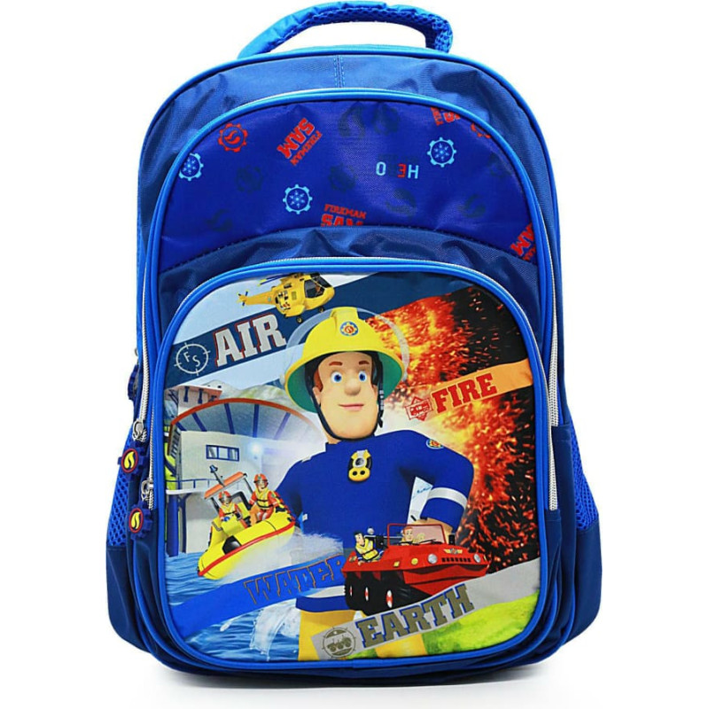 Skolas mugursoma Firefighter Sam 7666 zils Ugunsdzēsības nodaļas tūrists