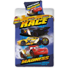 Kokvilnas gultas veļa 140x200 Automašīnas Automašīnas 3379 Lightning McQueen sarkans Jackson Storm Race Madness automašīnas zils
